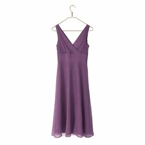 J.Crew Purple Silk Chiffon V-Neck sz 2 Empire Waist Party cocktail Wedding Guest
